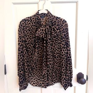Kate Spade Leopard print Bow tie blouse S
